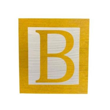 Imagem de Cubo Branco Letra Amarela com Aplique Festa Chá de Bebê Decoração 8x8x