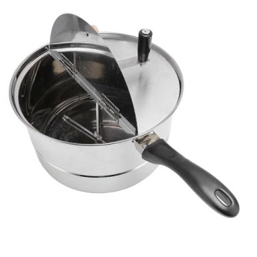 Imagem de Máquina de pipoca de fogão, pipoqueira de aço inoxidável com manivela, panela de pipoca de 11x6,5 polegadas para fogão a gás, fogão de indução, máquina de pipoca manual