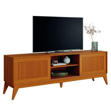 Imagem de Rack Bancada para TV até 65 Polegadas 1,80m Ripado Impressão 3D 2 Portas Cedro King edn