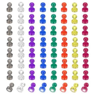 Imagem de PATIKIL 64 pinos de ímãs, 0,7 x 0,5 ímãs de geladeira fortes, quadro branco magnético, tachinhas decorativas para geladeira, armário, calendário, escritório, 8 cores