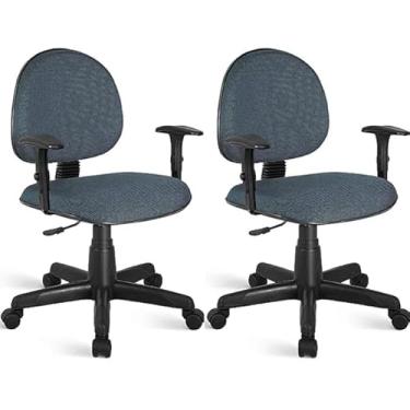 Imagem de Kit 2Cadeiras de Escritório Home Office Ergonômica Executiva Braço Regulável Tecido JSerrano Estrela Nylon Rodízio Semi Silicone Escritex (Cinza com Preto)