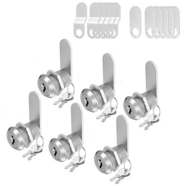 Imagem de BOZXYE 6 fechaduras de armário com chaves, fechaduras de came de 3,5 cm com chave semelhante, trava de RV para compartimento de armazenamento, armários de porta, gaveta de caixa de correio, fechadura