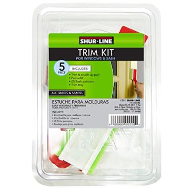 Imagem de Shur-Line Kit de acabamento de 5 peças 2007101 para janelas e faixa, inclui: Bloco de acabamento e retoque com recarga, 2 pintores de faixas, bandeja de pintura de acabamento