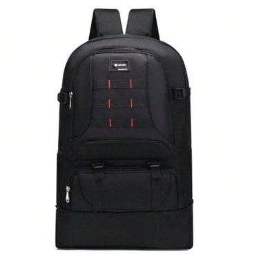 Imagem de Mochila Tatica Impermeavel Expansivel 60L Bolsa Escolar Resistente Multiuso Aventura Trilhas Preta