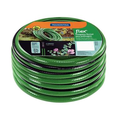 Imagem de Mangueira Flex Para Jardim Tramontina Verde Com Faixa Preta Em Pvc 4 Camadas 15 M Tramontina