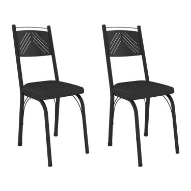Imagem de Kit 2 Cadeiras De Cozinha Virginia Corino Preto Pés De Ferro Preto