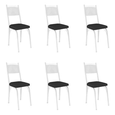 Imagem de Kit 6 Cadeiras De Cozinha Virginia Corino Preto Pés De Ferro Branco