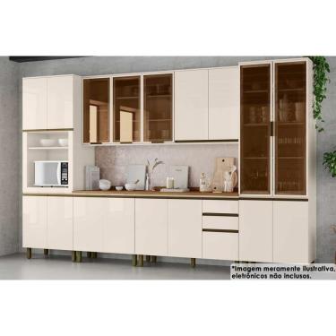 Imagem de Cozinha Modulada Connect 9 Peças 3 Aéreos + 2 Balcões+ 2 Paneleiros + 2 Complementos C5p84 Off White2 Aéreos + 1 Balcão + 1 Complemento