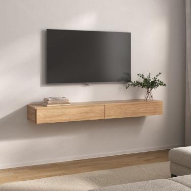 Imagem de Rack Com Nicho Suspenso Sierra Para Tv 50 Polegadas Bancada Flutuante Sala Quarto Marron