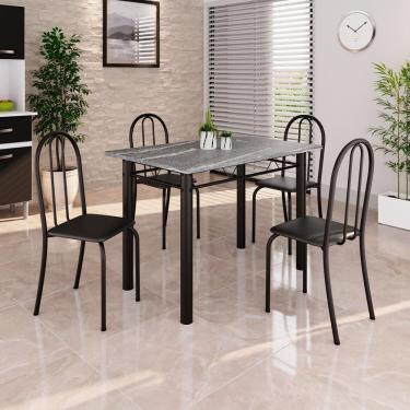 Imagem de Conjunto De Mesa Tubular 100cm X 60cm Tampo Em Granito Com 4 Cadeiras Preto