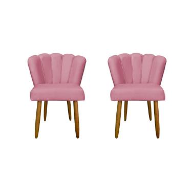 Imagem de Kit 02 Cadeiras Para Mesa De Jantar Flor Pés Palito Balaqui Decor Rosa