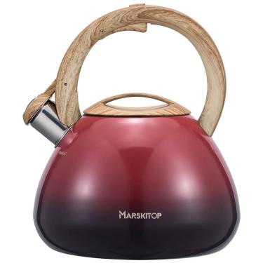Imagem de Chaleira de Chá 2.5L em Aço Inoxidável com Apito, MARSKITOP, Vermelho