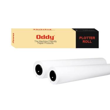 Imagem de Oddy Papel plotter de formato amplo – 2 rolos, 91,4 cm x 150 pés, 9,1 kg (80 GSM com núcleo de 5 cm), 96 branco brilhante, papel CAD bond para impressoras a jato de tinta, engenharia, arquitetura e