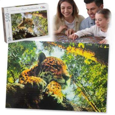 Imagem de Puzzle 500 Peças Quebra Cabeça Infantil Educativo Presente Namorado Natal Dia das Crianças Família Raciocínio Lógico Coordenação Motora Pedagógico Gincana Grupo (Onça Pantaneira)