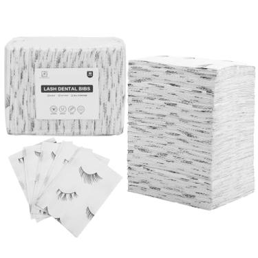Imagem de PRASNE Babadores Dentais Descartáveis Para Cílios, Pacote Com 50 Unidades, Suprimentos Fronhas De Toalhas Papel Impermeáveis Brancas 3 Camadas, 33 Cm X 45 Cm, Cílios Pretos Estampados