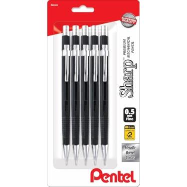 Imagem de Pentel Lapiseira Sharp – Pacote com 5 lápis mecânicos pretos de 0,5 mm