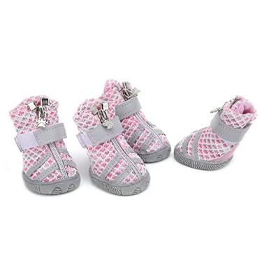 Imagem de Sapatos Pequenos de Cachorro, Sapatos de Cachorro 4pcs para Pequenas Botas de de Pequenas para Cães Pequenos para Cães Ao Ar Livre Malha Respirável Booties de (2 tamanho)