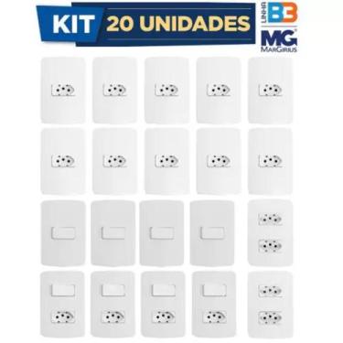 Imagem de Kit Tomadas e Interruptores B3 4x2 Branca - Margirius