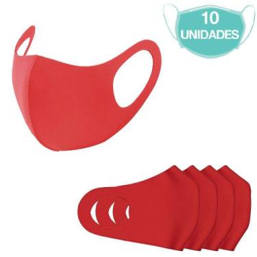 Imagem de 10 Máscaras Laváveis Reutilizável Vermelha Cuidado Pessoal - Neoprene