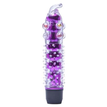 Imagem de Vibrador Com Esferas Estimuladoras Translucido Brinquedo Erótico 15 cm Multivelocidade [ROXO] PE011E