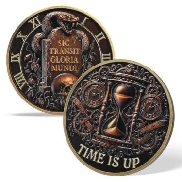 Imagem de AtSKnSK Moeda Memento Mori Moeda Momento Mori Crânio Moeda Presentes Memento Mori Calendário Living Memento Mori Amor Fati Coin (Lápide Crânio Cobra)