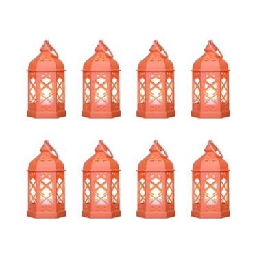 Imagem de Reperla Pacote com 8 mini lanternas para Halloween, Natal, pequenas lanternas decorativas com vela de LED cintilante para casamento na floresta encantada, lanterna marroquina para mesa central