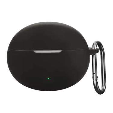 Imagem de USTIYA Capa para fones de ouvido OnePlus Buds 4 sem fio, capa de proteção de silicone macio de corpo inteiro com chaveiro, acessórios para fone de ouvido Funda Carcasa (preto)