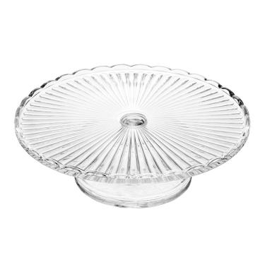 Imagem de Prato para Bolo com Pé Wolff Bangkok 29x7,5cm Vidro Base Alta Design Sofisticado 