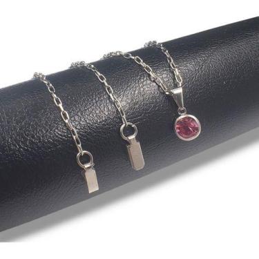 Imagem de Colar Gargantilha Feminino 45cm Ponto De Luz 7mm Aço Inox - C2Cam, Ros