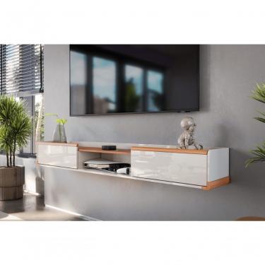 Imagem de Bancada Suspensa Atlas 1.8 Suporte P/ Decoração E Eletrônicos Off White Perolizado/jequitiba