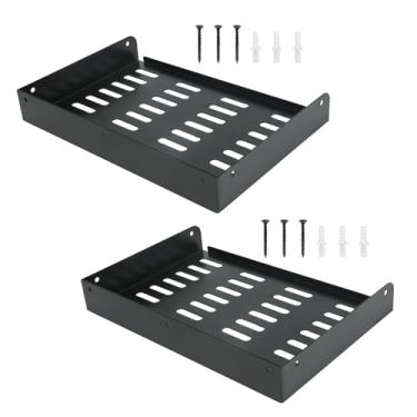 Imagem de Urenwp Prateleira flutuante de metal 30,5 cm x 20,3 cm, pacote com 2 prateleiras para projetor, prateleira de roteador, WiFi, para componentes de TV, alto-falantes, console de jogos, leitor de DVD