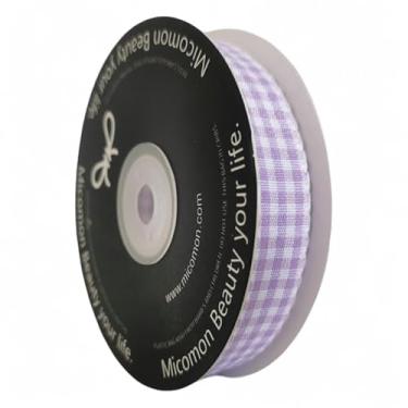 Imagem de MIKEMENG Fita xadrez tafetá roxa e branca de 25 metros com rack Rick Zig Zag RIC Rac Edge Checkred Ribbon para decoração de férias embalagem de presente (5/20.3 cm, roxo)