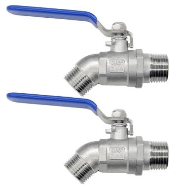 Imagem de Beduan Mangueira de jardim macho NPT inoxidável 3/4 NPT, torneira de mangueira de jardim externa, válvula esférica torneira, 3/4 MPT a 3/4 MHT rosqueada (pacote com 2)