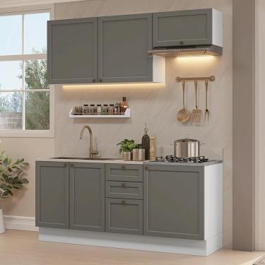 Imagem de Armário De Cozinha Compacta 180 Cm Branco/cinza Vik Madesa