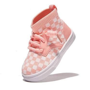 Imagem de Newsonet Sapatos de bebê meninos meninas primeira caminhada respirável antiderrapante tênis andador sola macia 6 9 12 18 20 24 meses, F-rosa/branco, 12-18 Months Toddler