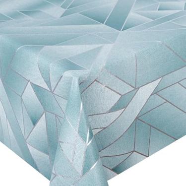 Imagem de Toalha de Mesa Cozinha de Plástico PVC Térmico Para 4 6 e 8 Lugares Várias Estampas Impermeável(GEOMÉTRICA GREEN,6 Lugares)