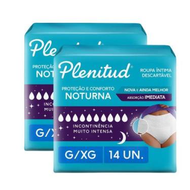 Imagem de Kit 2 Roupa Íntima Plenitud Noturna Unissex Tamanho G/XG 14 Unidades D
