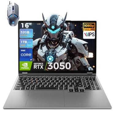 Imagem de TOPGRO Laptop para jogos S1 Pro, tela FHD de 16 polegadas 60 Hz, Core i9-9880H/GeForce RTX3050, laptop executivo (6C/12T, até 4,8 GHz) 32 GB DDR4 RAM, SSD PCIe 3.0 de 1 TB, HDMI/Webcam/teclado