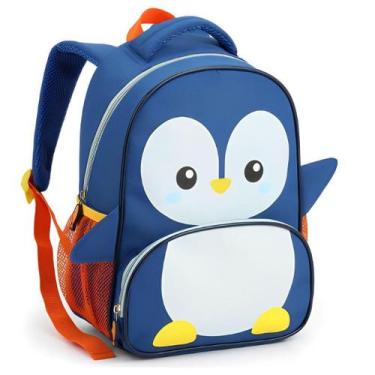 Imagem de Mochila Costas Pinguim Infantil Pets Escolar Meninos Azul - Seanite