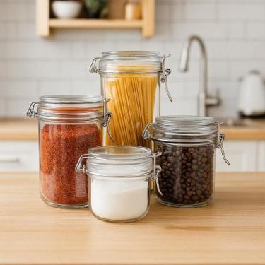 Imagem de Kit Potes de Vidro com Tampa Hermética Mimo Style 4 Tamanhos