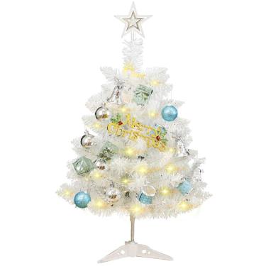 Imagem de Árvore de Natal HOMDAILY pequena branca de 60 cm com enfeites