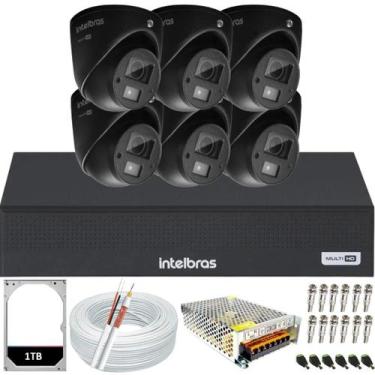 Imagem de Kit Intelbras 6 câmeras 3220D mini black áudio mic Full Hd Dvr 08 cana