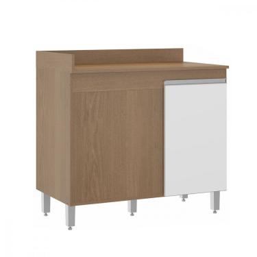 Imagem de Balcão Canto Reto Para Cozinha Modulada Mdp Menu Móveis Avelã Branco