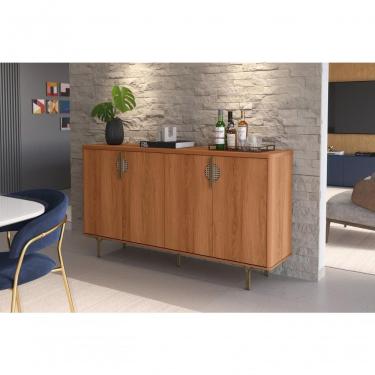 Imagem de Buffet Marsala Suporte P- Decoração 4 Portas C- Prateleira Divisória - Jequitiba