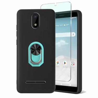 Imagem de Tuxiwei Capa de TPU macio para ANS Artia Sp555D/ANS P550, protetor de tela de vidro Flim [1 unidade], com suporte giratório de silicone para anel de dedo | Suporte magnético para carro] menta