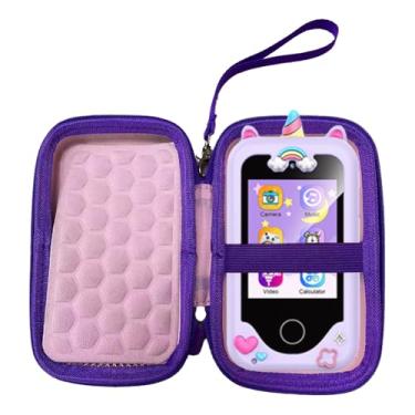 Imagem de Capa de celular infantil de brinquedo roxa multifuncional para crianças, capa protetora para smartphone infantil para celular, cartão SD, cordão e cabo (roxo)