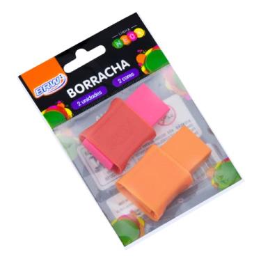 Imagem de Borracha Escolar Pequena Color Blister com 2 Unidades, BRW