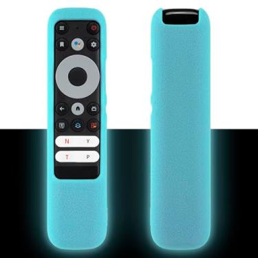Imagem de Luminous Blue Remote Case for T-CL RC902N FMR1 Smart Voice Controller Shockproof Washable Skin-Friendly Anti-Lost RC902N Remote Cover with Loop (Glow in Dark Blue)