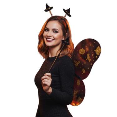 Imagem de Conjunto Asas De Borboleta Tiara Varinha pra Adultos e Crianças Hallow