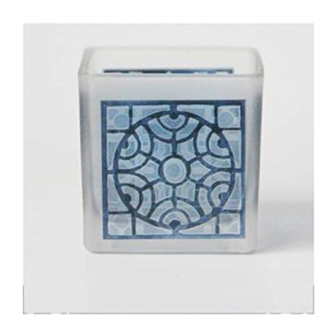 Imagem de Castiçal castiçal simples impressão e tingimento castiçal de vidro quadrado luz de vela romântica jantar decoração literária castiçais (cor: D) (E)